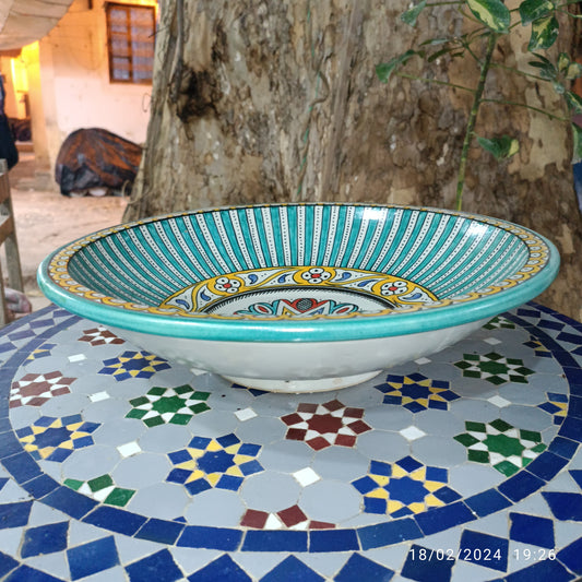 Hand Painted Moroccan fez pottery Serving Bowl multicolore painting– Ceramic Bowl, 35 cm