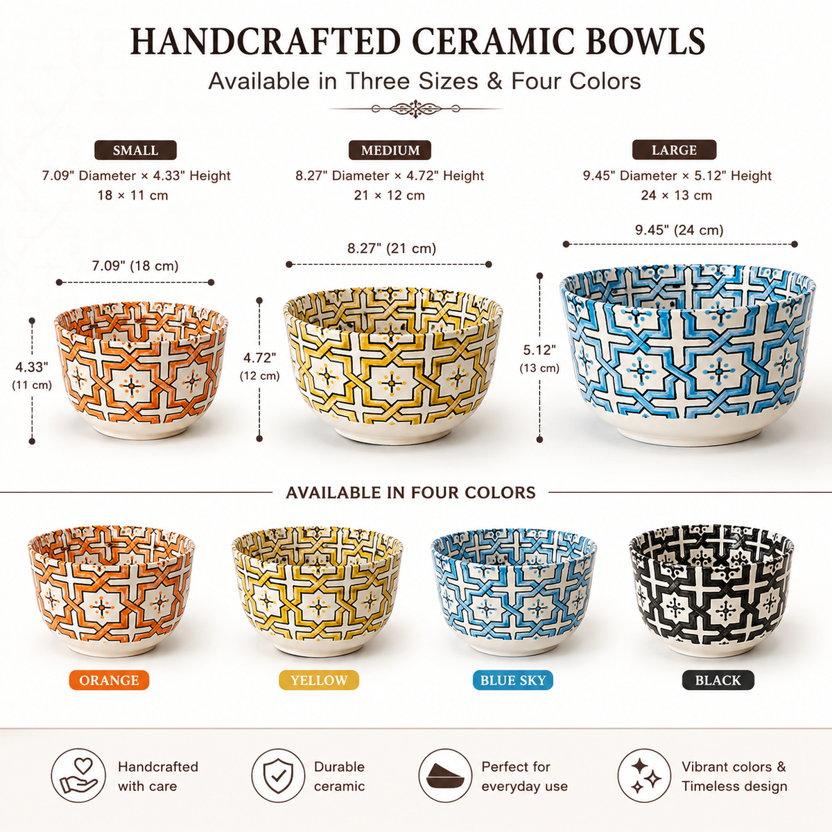 Handmade Moroccan fez pottery Bowls – Hand-Painted Moroccan ceramic