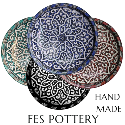 Moroccan fez pottery plates