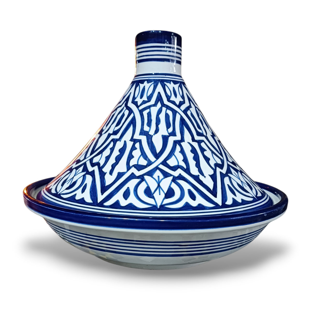 Handmade Moroccan Blue Ceramic Serving Tagine – Decorative Food Presentation Dish