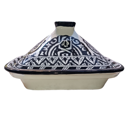 Square Black Moroccan Tagine – Ceramic Cooking Pot 24 × 29 cm