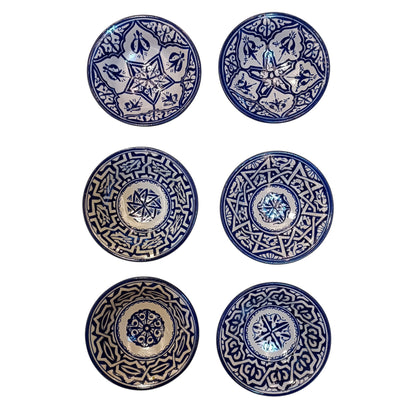 Set of 6 Moroccan Ceramic Bowls – Hand-Painted Berber Design, 20 cm (7.9")