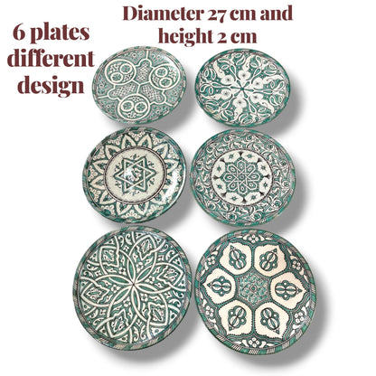 Set of 6 Moroccan Ceramic Bowls – Hand-Painted Berber Design, 20 cm (7.9")