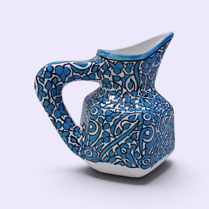 Handmade Fes Ceramic Carafe – 1 Liter Moroccan Pottery Pitcher
