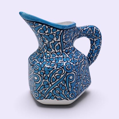 Handmade Fes Ceramic Carafe – 1 Liter Moroccan Pottery Pitcher