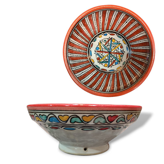 Handcrafted Moroccan Ceramic Serving Bowl – Traditional Blue & White Fez Pottery