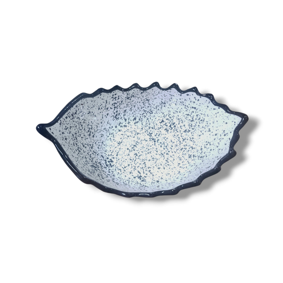 Moroccan Ceramic Boat-Shaped Serving Bowl – Hand-Painted Speckled Geometric Design