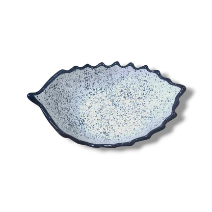 Moroccan Ceramic Boat-Shaped Serving Bowl – Hand-Painted Speckled Geometric Design