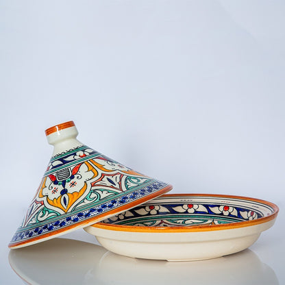 Moroccan Tagine with Hand-Painted Floral Design – Ceramic Cooking Pot