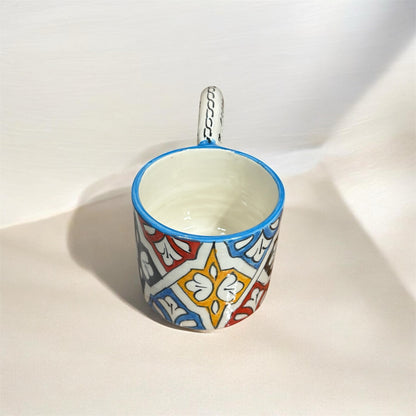 Moroccan fez pottery mug handmade and hand painted