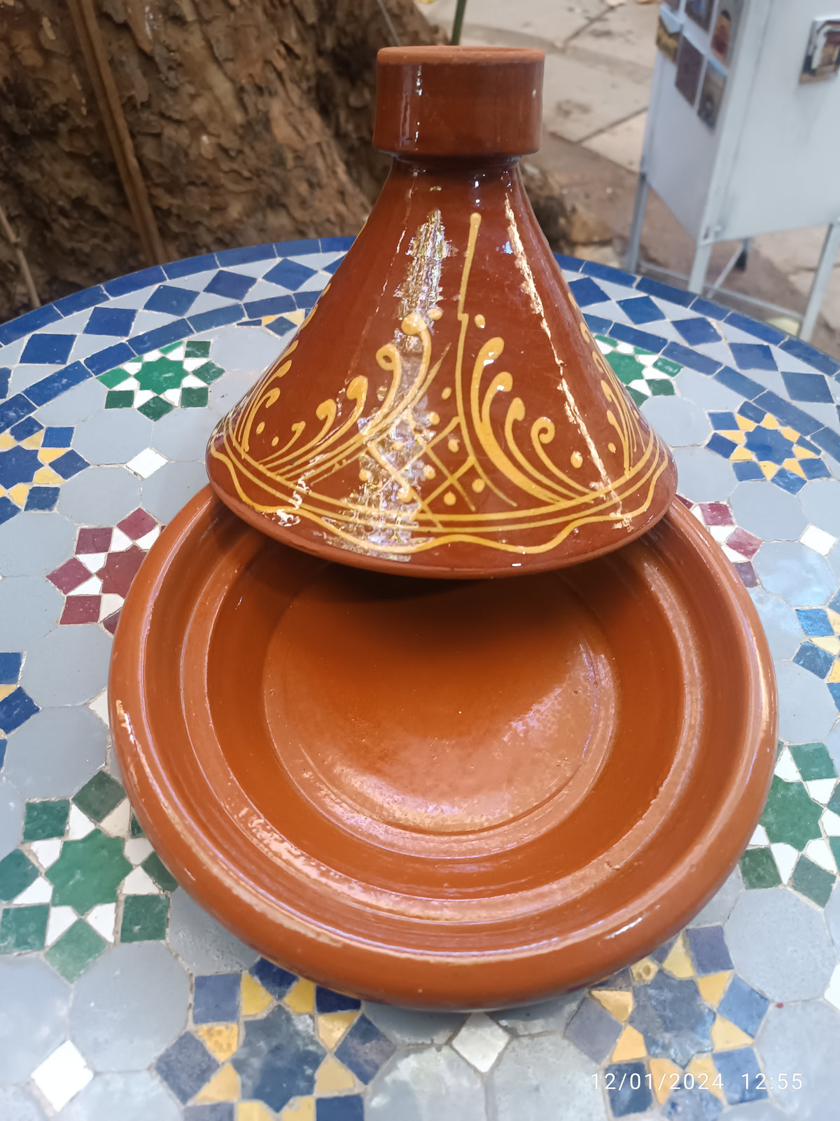 Handmade Moroccan Ceramic Tagine – Traditional Glazed Cooking Pot with Hand-Painted Design