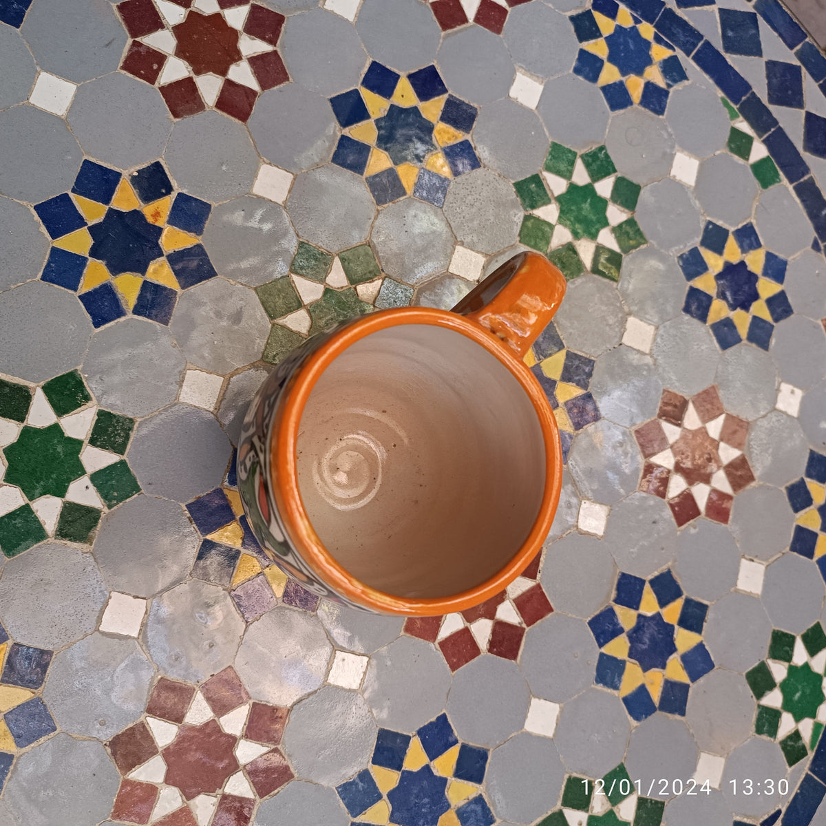 Moroccan pottery mug handmade and hand painted 2 mugs In multicolors