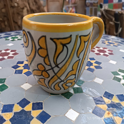 Moroccan pottery mug handmade and hand painted 2 mugs In multicolors