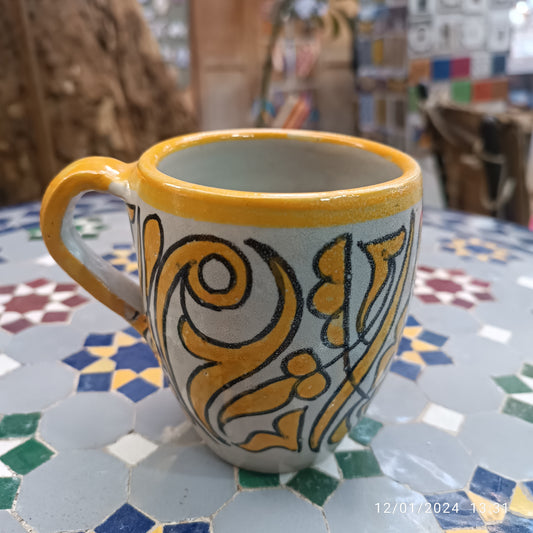 Moroccan pottery mug handmade and hand painted 2 mugs In multicolors
