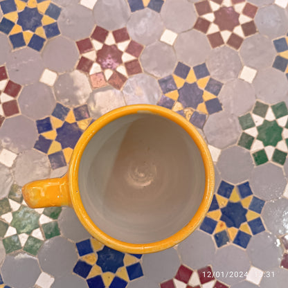 Moroccan pottery mug handmade and hand painted 2 mugs In multicolors