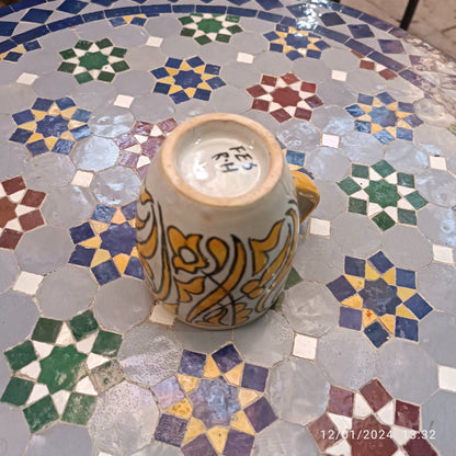 Moroccan pottery mug handmade and hand painted 2 mugs In multicolors