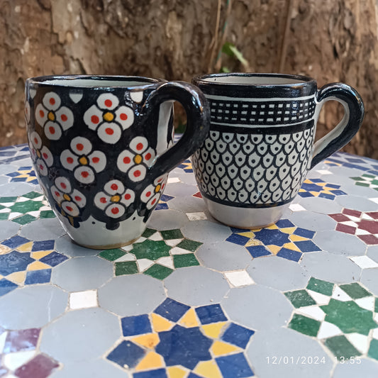 Moroccan pottery mug handmade and hand painted 2 mugs