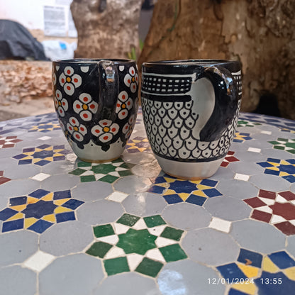 Moroccan pottery mug handmade and hand painted 2 mugs