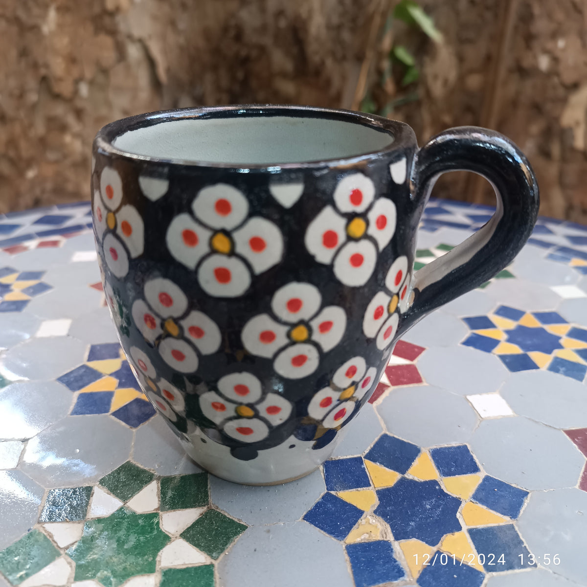 Moroccan pottery mug handmade and hand painted 2 mugs