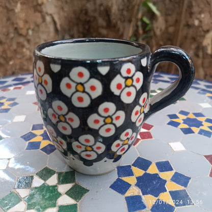 Moroccan pottery mug handmade and hand painted 2 mugs