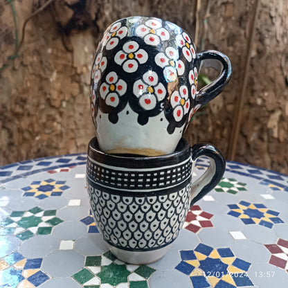 Moroccan pottery mug handmade and hand painted 2 mugs