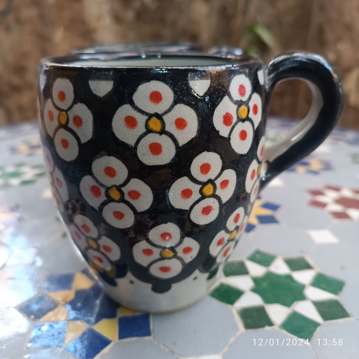 Moroccan pottery mug handmade and hand painted 2 mugs
