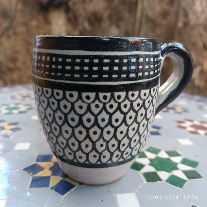 Moroccan pottery mug handmade and hand painted 2 mugs