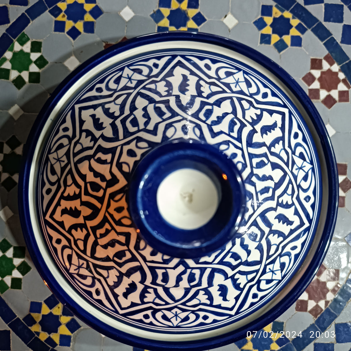 Handmade Moroccan Blue Ceramic Serving Tagine – Decorative Food Presentation Dish