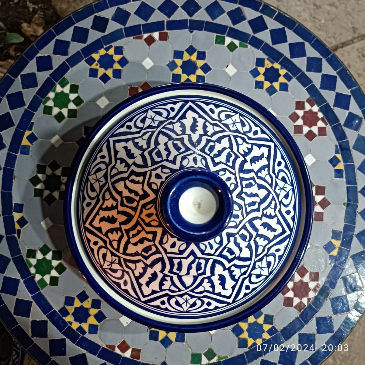 Handmade Moroccan Blue Ceramic Serving Tagine – Decorative Food Presentation Dish