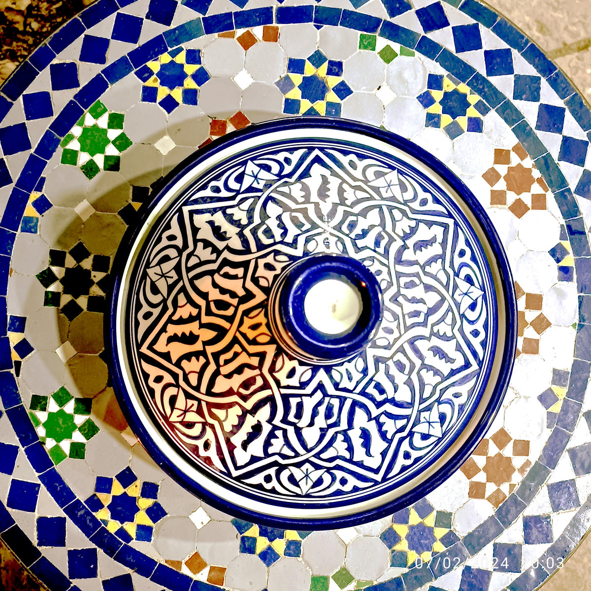 Handmade Moroccan Blue Ceramic Serving Tagine – Decorative Food Presentation Dish