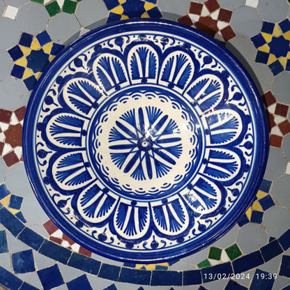 Moroccan Ceramic Serving Bowl – Traditional Blue & White Fez Pottery