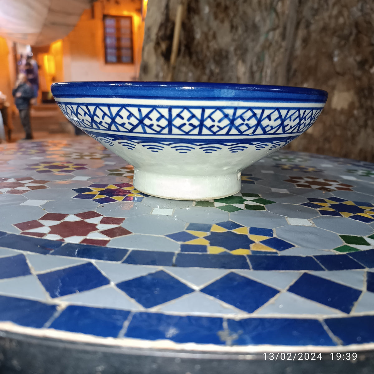Moroccan Ceramic Serving Bowl – Traditional Blue & White Fez Pottery