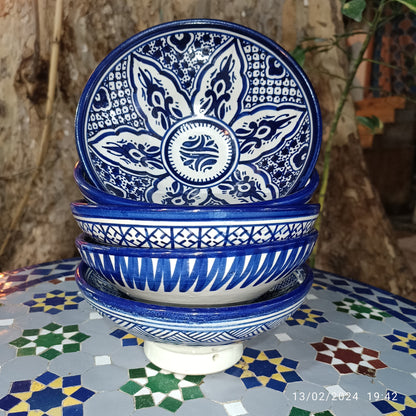 Moroccan Ceramic Serving Bowl – Traditional Blue & White Fez Pottery