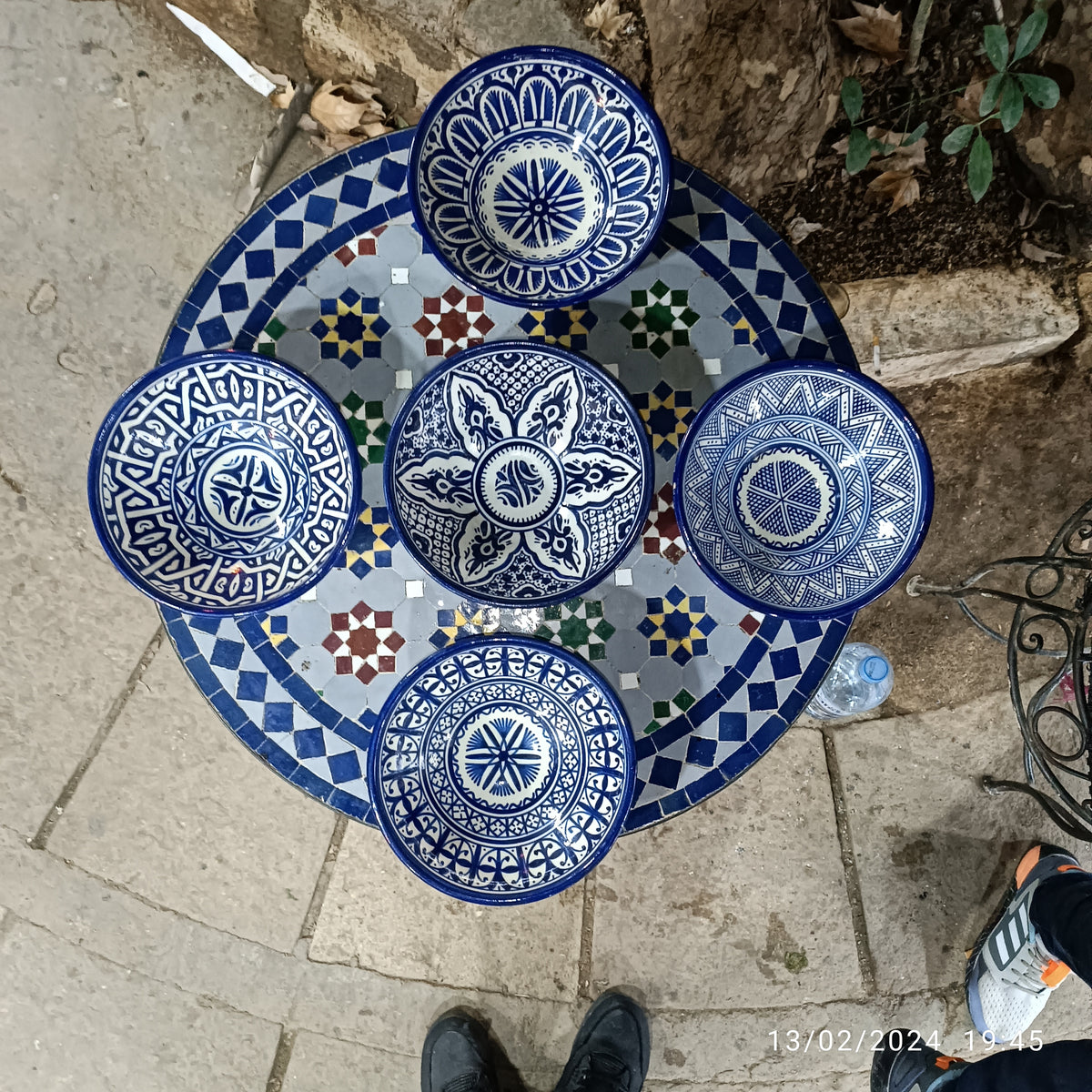 Moroccan Ceramic Serving Bowl – Traditional Blue & White Fez Pottery