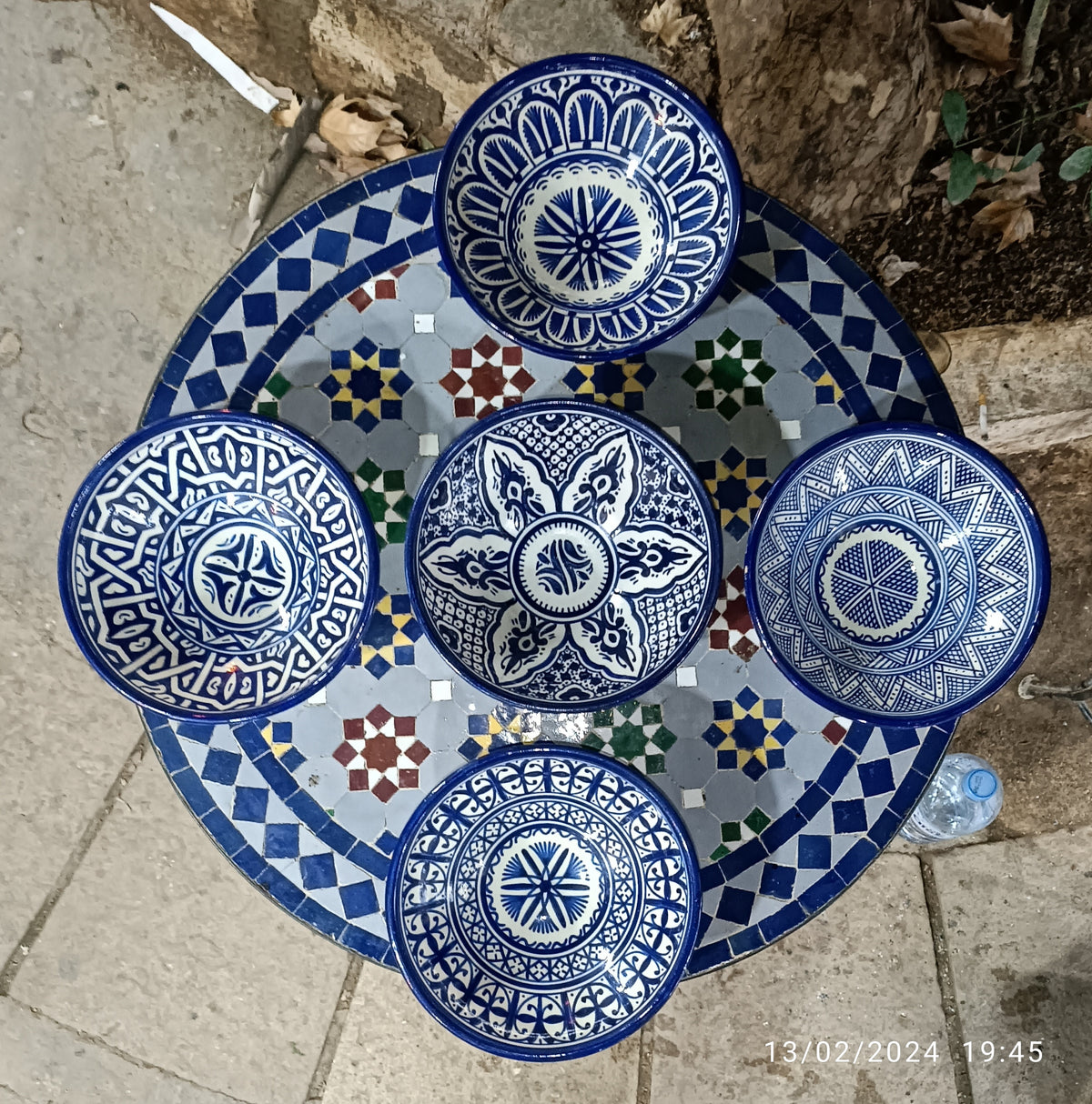 Moroccan Ceramic Serving Bowl – Traditional Blue & White Fez Pottery