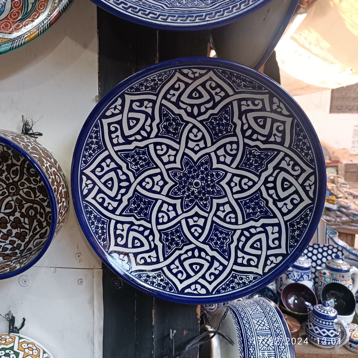 Handmade Moroccan Ceramic Plate – Hand-Painted Fez Pottery Serving
