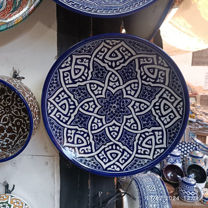 Handmade Moroccan Ceramic Plate – Hand-Painted Fez Pottery Serving