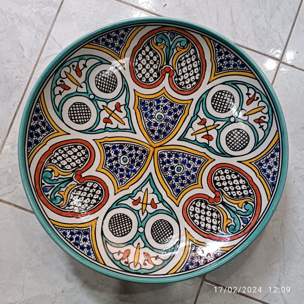Handmade Moroccan Ceramic Plate – Hand-Painted Fez Pottery Serving
