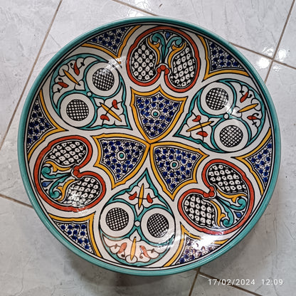 Handmade Moroccan Ceramic Plate – Hand-Painted Fez Pottery Serving