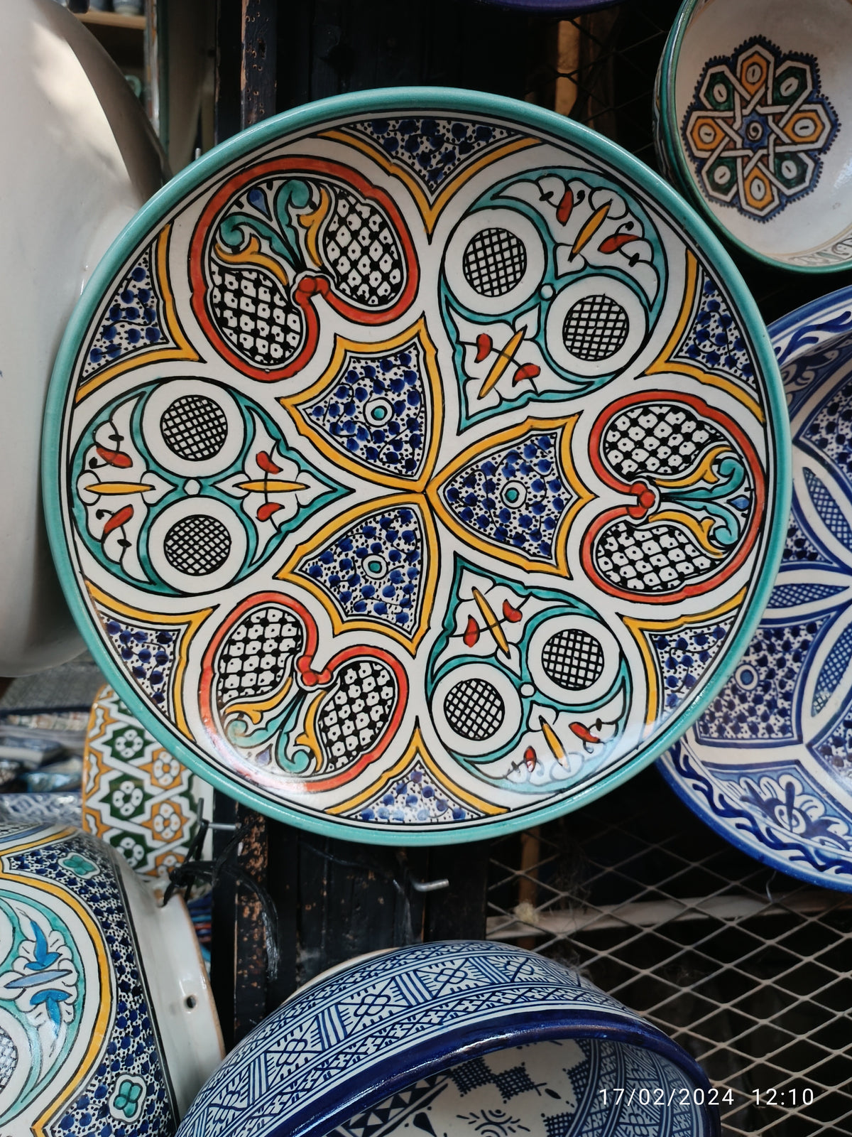 Handmade Moroccan Ceramic Plate – Hand-Painted Fez Pottery Serving