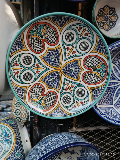 Handmade Moroccan Ceramic Plate – Hand-Painted Fez Pottery Serving
