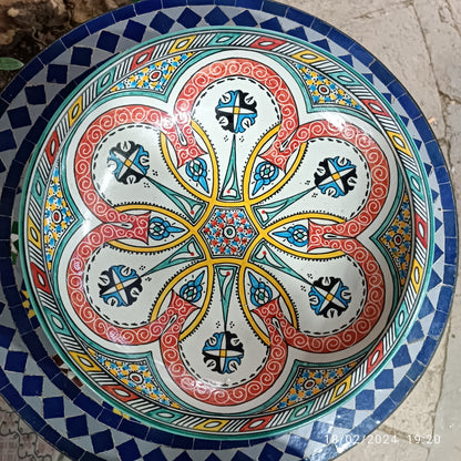 Moroccan Pottery Serving Bowl – Hand Painted Ceramic Bowl, 35 cm