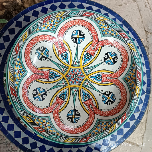 Moroccan Pottery Serving Bowl – Hand Painted Ceramic Bowl, 35 cm