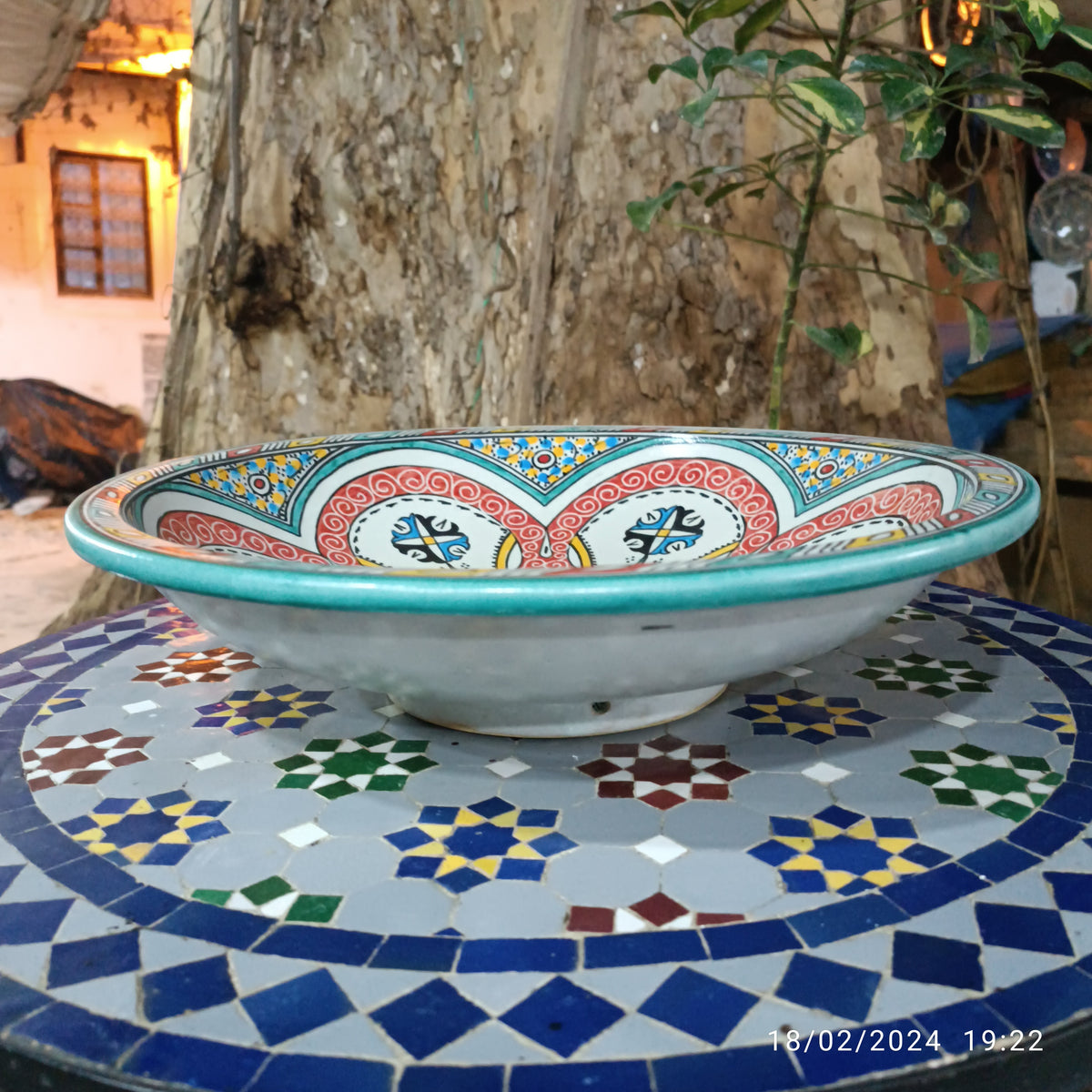 Moroccan Pottery Serving Bowl – Hand Painted Ceramic Bowl, 35 cm
