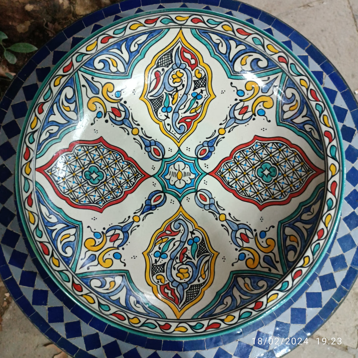 Moroccan Serving Bowl – Hand Painted Ceramic Bowl, 35 cm