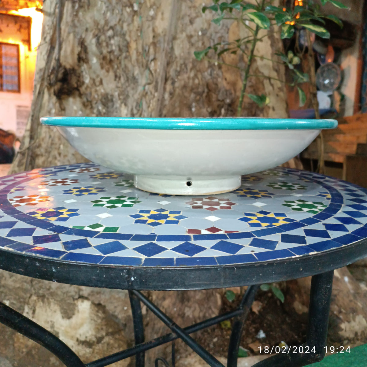 Hand Painted Moroccan fez pottery Serving Bowl green painting– Ceramic Bowl, 35 cm