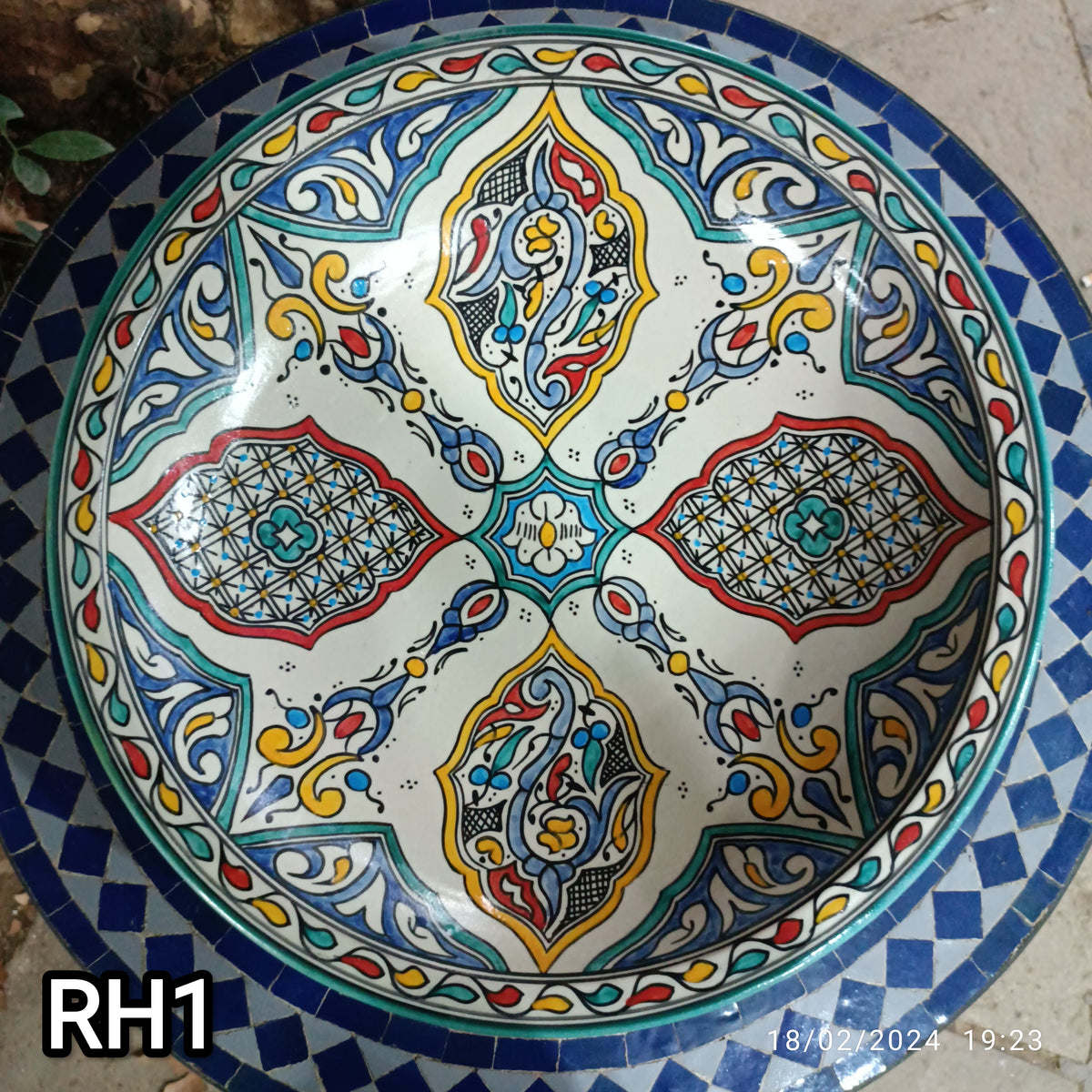 Moroccan Serving Bowl – Hand Painted Ceramic Bowl, 35 cm