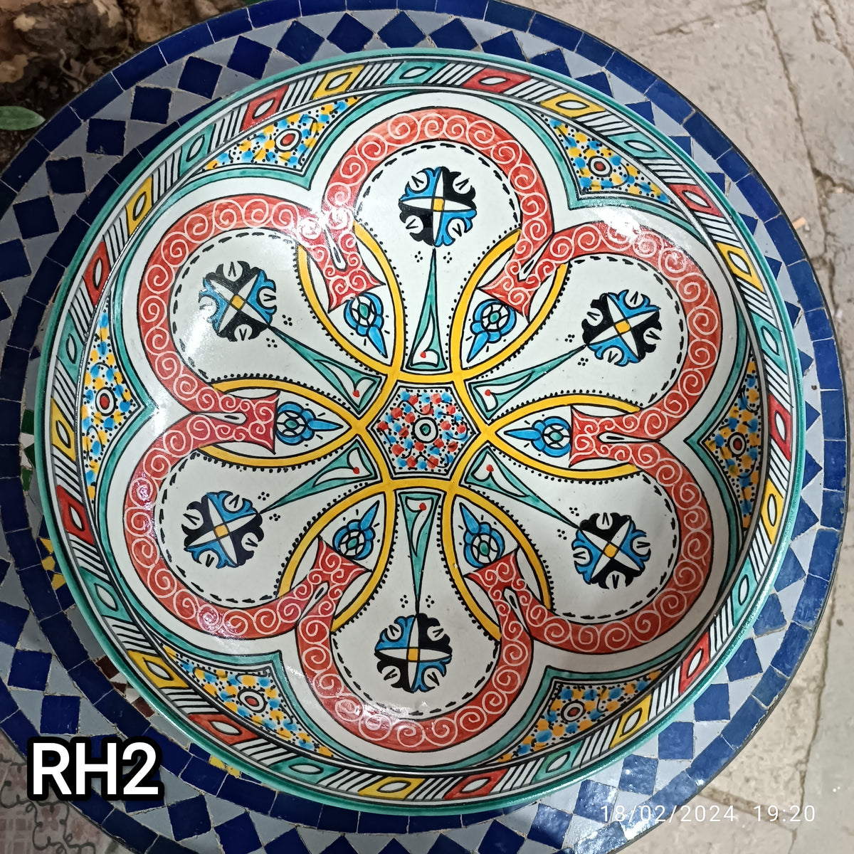 Moroccan Pottery Serving Bowl – Hand Painted Ceramic Bowl, 35 cm