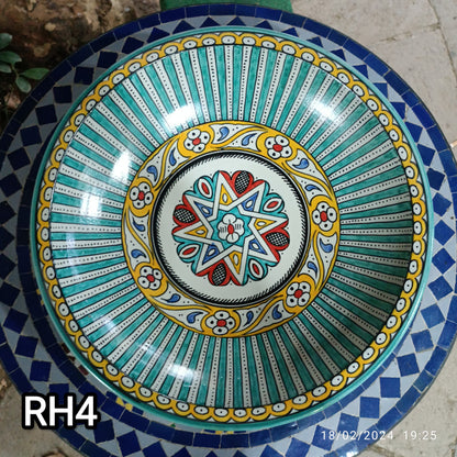 Hand Painted Moroccan fez pottery Serving Bowl multicolore painting– Ceramic Bowl, 35 cm