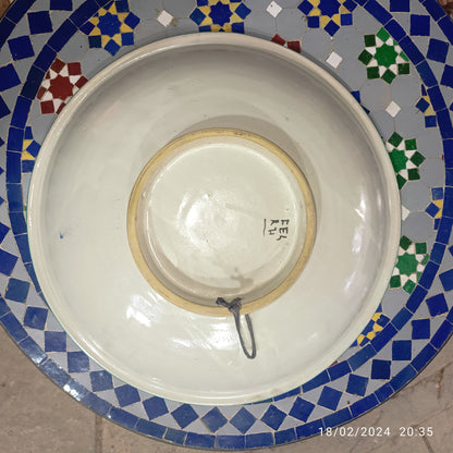 Hand Painted Moroccan fez pottery Serving Bowl multicolore painting– Ceramic Bowl, 35 cm